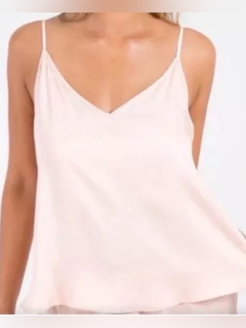 Ettitude Cloud Pink V-Neck Sateen Cami w/Adjustable Straps Size S